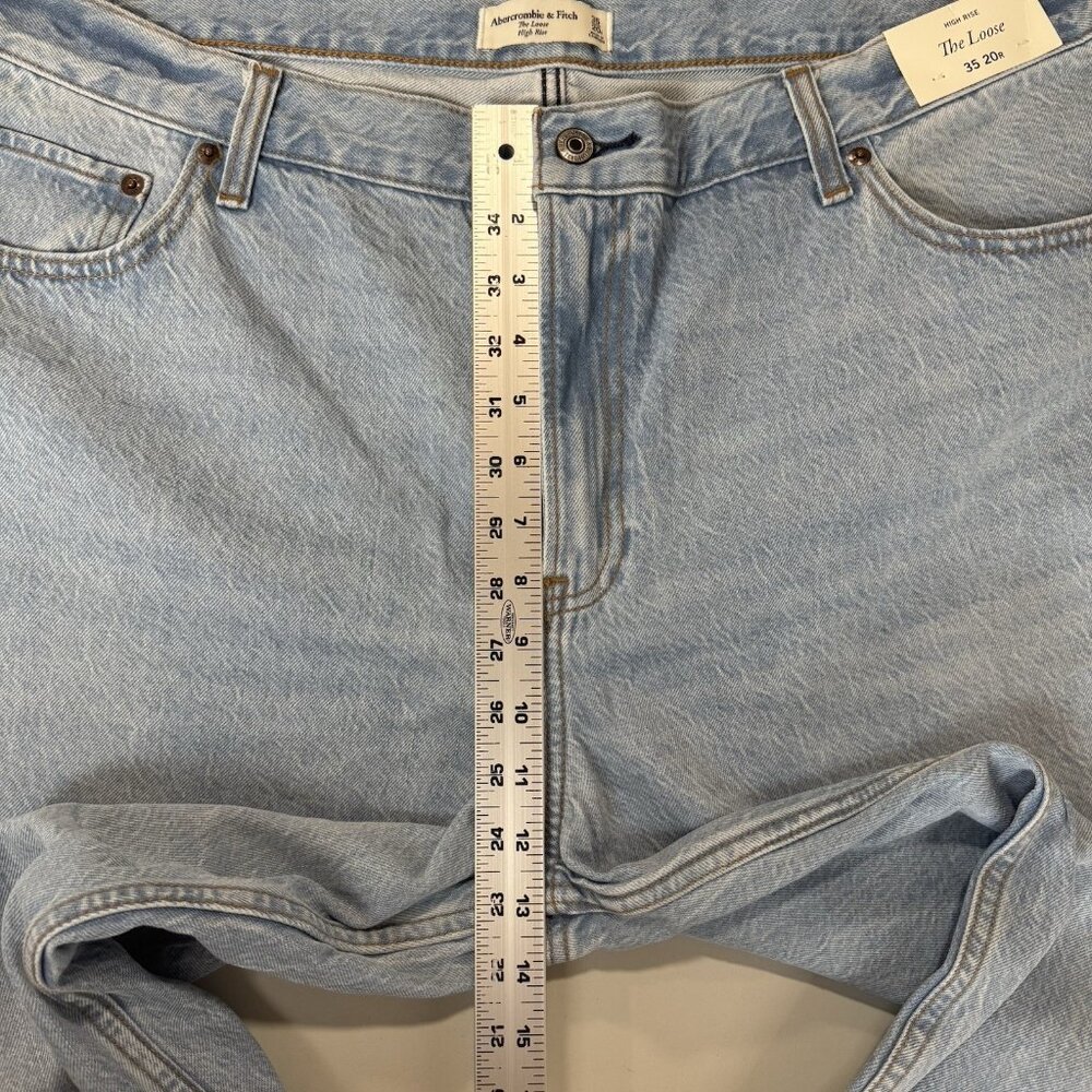 Abercrombie Fitch The Loose Jeans Women 35/20R High Rise Distressed Light Wash - Picture 9 of 12